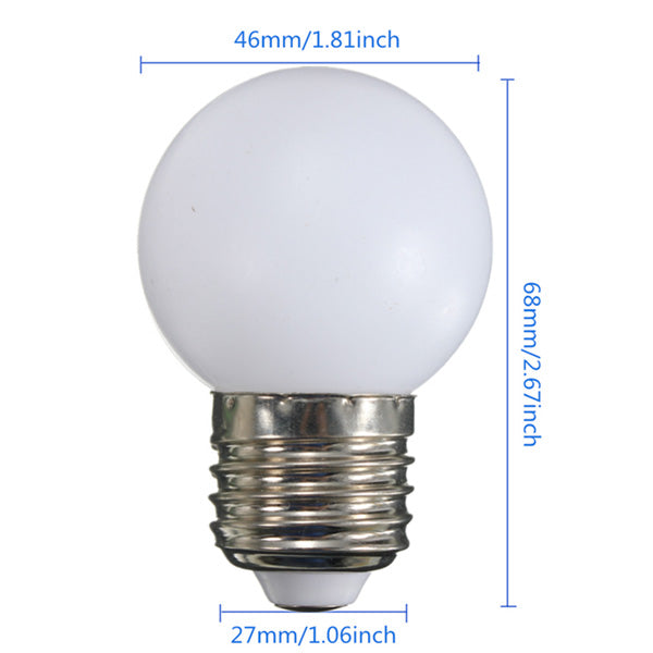 E27 2W PE Frosted LED Globe Colorful White/Red/Green/Blue/Ylellow Lamp AC110-240V