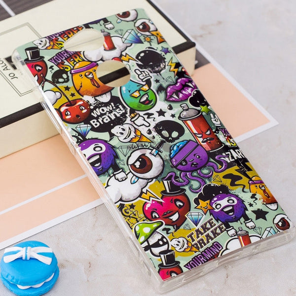 For Sony Xperia XA2 Noctilucent Colors Rubbish Pattern TPU Soft Back Case Protective Cover