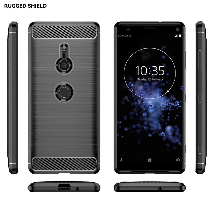 Brushed Texture Carbon Fiber Shockproof TPU Case for Sony Xperia XZ3(Black)