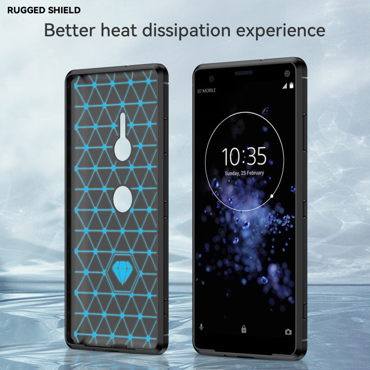 Brushed Texture Carbon Fiber Shockproof TPU Case for Sony Xperia XZ3(Black)