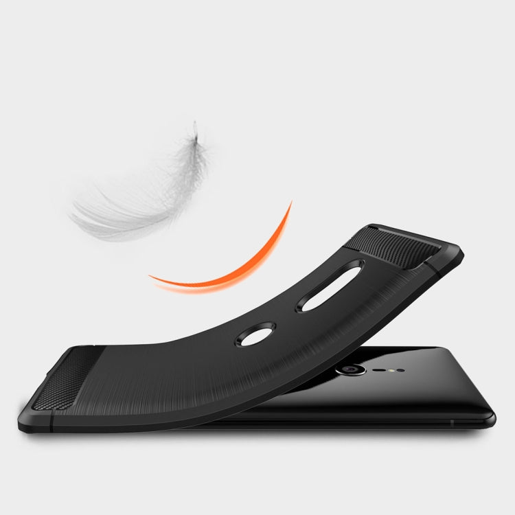 Brushed Texture Carbon Fiber Shockproof TPU Case for Sony Xperia XZ3(Black)