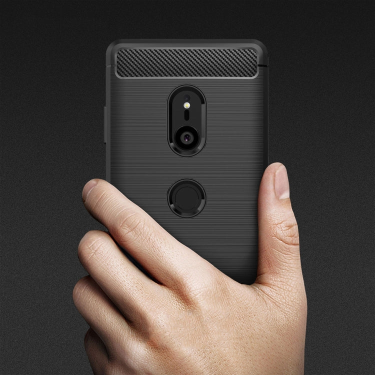 Brushed Texture Carbon Fiber Shockproof TPU Case for Sony Xperia XZ3(Black)