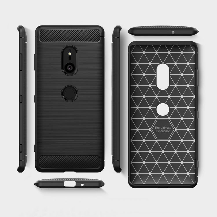 Brushed Texture Carbon Fiber Shockproof TPU Case for Sony Xperia XZ3(Black)