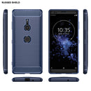 Brushed Texture Carbon Fiber Shockproof TPU Case for Sony Xperia XZ3(Navy Blue)