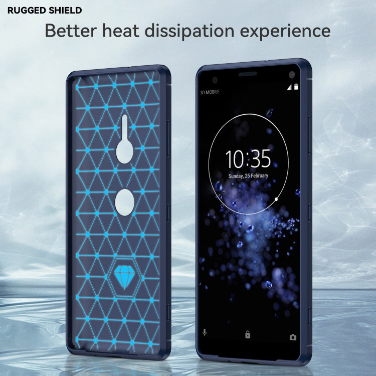 Brushed Texture Carbon Fiber Shockproof TPU Case for Sony Xperia XZ3(Navy Blue)