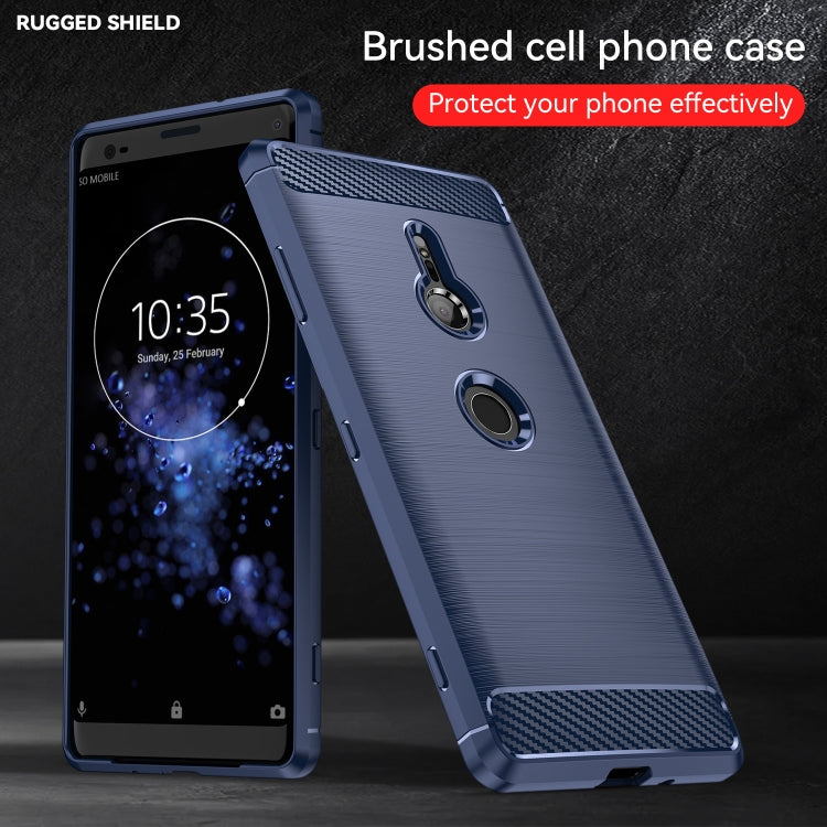 Brushed Texture Carbon Fiber Shockproof TPU Case for Sony Xperia XZ3(Navy Blue)