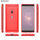 Brushed Texture Carbon Fiber Shockproof TPU Case for Sony Xperia XZ3(Red)