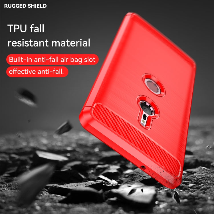 Brushed Texture Carbon Fiber Shockproof TPU Case for Sony Xperia XZ3(Red)