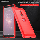 Brushed Texture Carbon Fiber Shockproof TPU Case for Sony Xperia XZ3(Red)