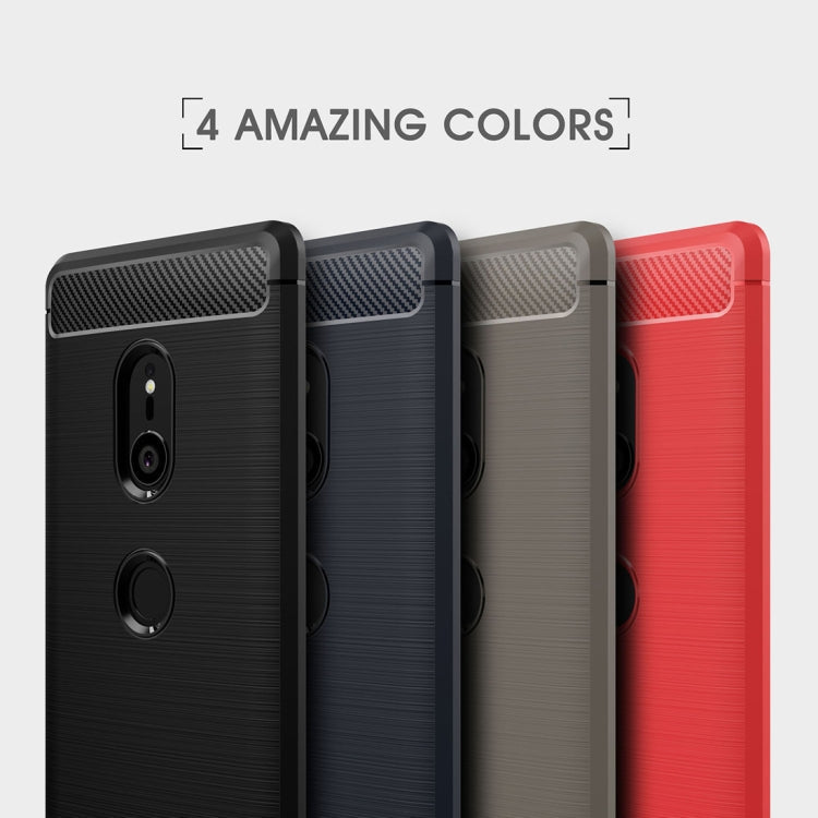 Brushed Texture Carbon Fiber Shockproof TPU Case for Sony Xperia XZ3(Black)