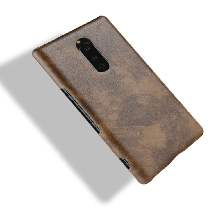 Shockproof Litchi Texture PC + PU Case for Sony Xperia 1 (Brown)