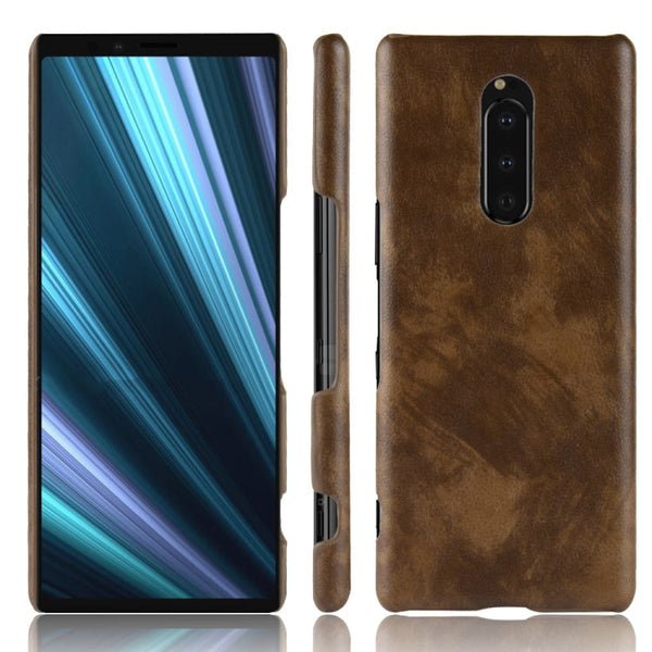 Shockproof Litchi Texture PC + PU Case for Sony Xperia 1 (Brown)