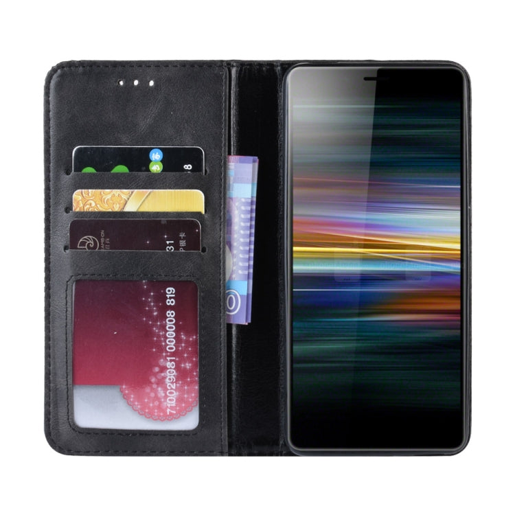 Magnetic Snap Retro Crazy Horse Texture Horizontal Flip Leather Case for Sony Xperia L3, with Holder & Card Slots & Photo Frame (Black)