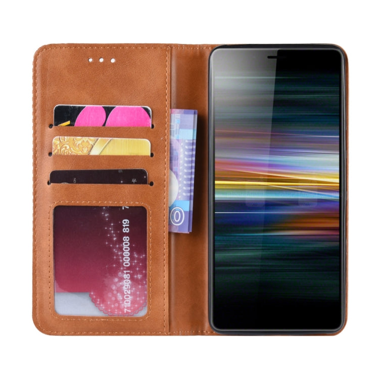 Magnetic Snap Retro Crazy Horse Texture Horizontal Flip Leather Case for Sony Xperia L3, with Holder & Card Slots & Photo Frame (Brown)