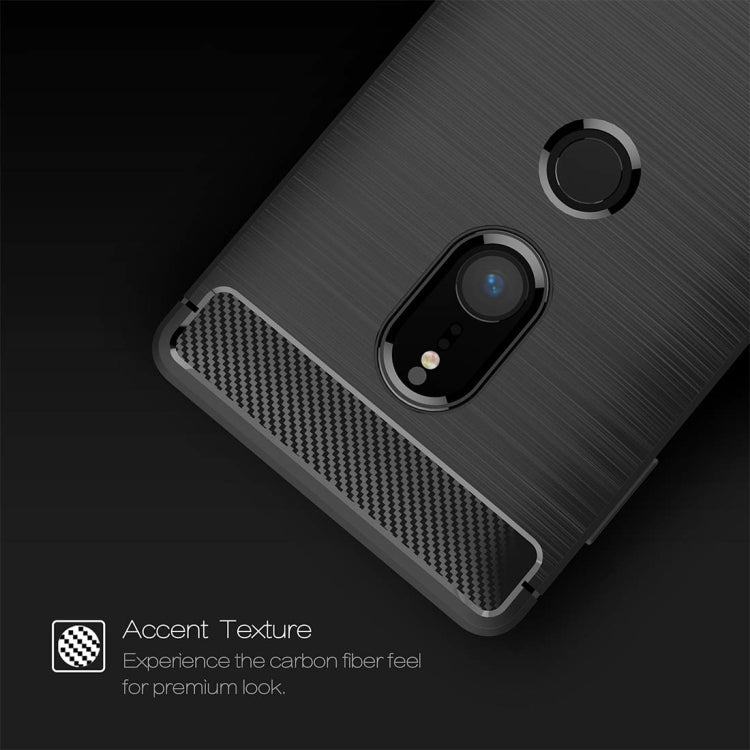 For Sony Xperia XZ2 Brushed Texture Carbon Fiber Shockproof TPU Protective Back Case(Black)