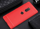 For Sony Xperia XZ2 Brushed Texture Carbon Fiber Shockproof TPU Protective Back Case(Red)