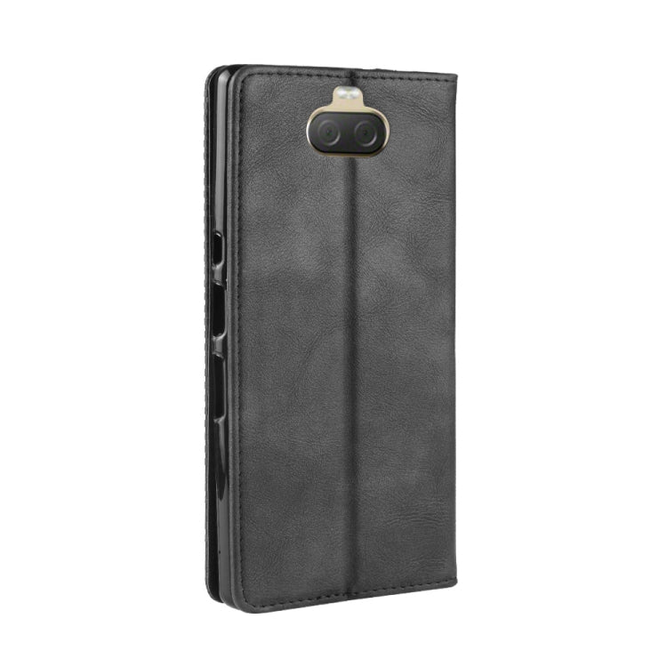 Magnetic Buckle Retro Texture Horizontal Flip Leather Case for Sony Xperia 10 Plus, with Holder & Card Slots & Wallet (Black)