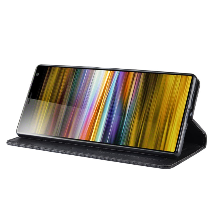 Magnetic Buckle Retro Texture Horizontal Flip Leather Case for Sony Xperia 10 Plus, with Holder & Card Slots & Wallet (Black)