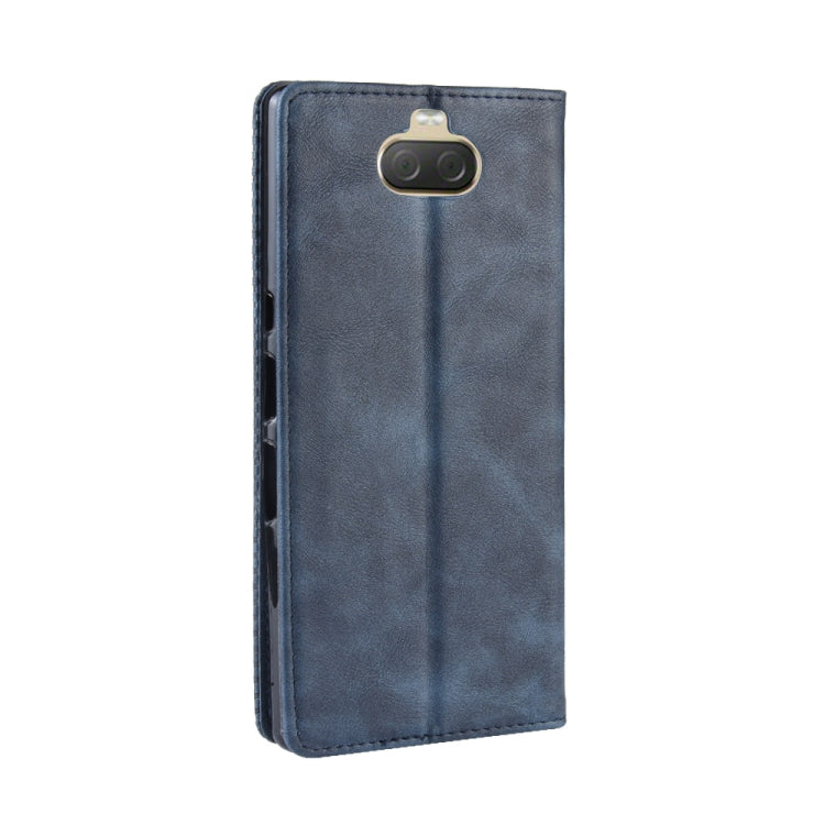 Magnetic Buckle Retro Texture Horizontal Flip Leather Case for Sony Xperia 10 Plus, with Holder & Card Slots & Wallet (Blue)