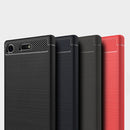 MOFI Brushed Texture Carbon Fiber Soft TPU Case for Sony Xperia XZ1 Compact(Red)