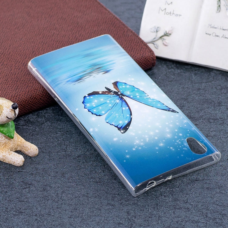 For Sony Xperia L1 Noctilucent Butterfly Pattern TPU Soft Back Case Protective Cover