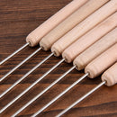 New Roasting Needle Wooden Handle Skewers Stainless Steel Roasting Tools Best