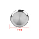 2 pcs Stainless Steel Flat Dish Plates Double Insulated Thick Platters 14cm