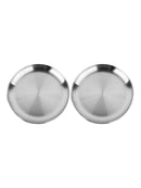 2 pcs Stainless Steel Flat Dish Plates Double Insulated Thick Platters 14cm