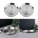2 pcs Stainless Steel Flat Dish Plates Double Insulated Thick Platters 14cm