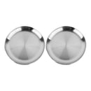 2 pcs Stainless Steel Flat Dish Plates Double Insulated Thick Platters 14cm