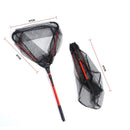 Folding Handle Fishing Landing Net 3 Section Extending Pole Aluminum Handle