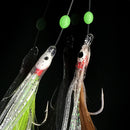 2 PCS Fishing Fish Skin 5-Hook Rig Lures Baits Luminous Hooks Practical