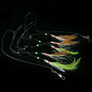 2 PCS Fishing Fish Skin 5-Hook Rig Lures Baits Luminous Hooks Practical