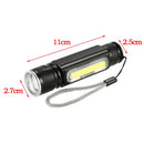 900LM COB+T6 LED Flashlight USB Rechargeable 3/4 Modes Tail Magnet Torch Light