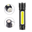 LED Flashlight Rechargeable Zoomable T6 COB Torch Side Magnet Work Light New