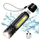 900LM COB+T6 LED Flashlight USB Rechargeable 3/4 Modes Tail Magnet Torch Light