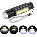 900LM COB+T6 LED Flashlight USB Rechargeable 3/4 Modes Tail Magnet Torch Light