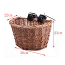 Bicycle Bike Front Handlebar Round Brown Wicker Cycle Shopping Basket (L)