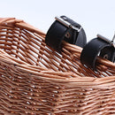 Bicycle Bike Front Handlebar Round Brown Wicker Cycle Shopping Basket (L)