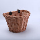 Bicycle Bike Front Handlebar Round Brown Wicker Cycle Shopping Basket (L)