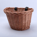 Bicycle Bike Front Handlebar Round Brown Wicker Cycle Shopping Basket (L)