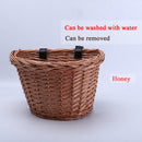 Bicycle Bike Front Handlebar Round Brown Wicker Cycle Shopping Basket (L)