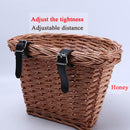 Bicycle Bike Front Handlebar Round Brown Wicker Cycle Shopping Basket (L)