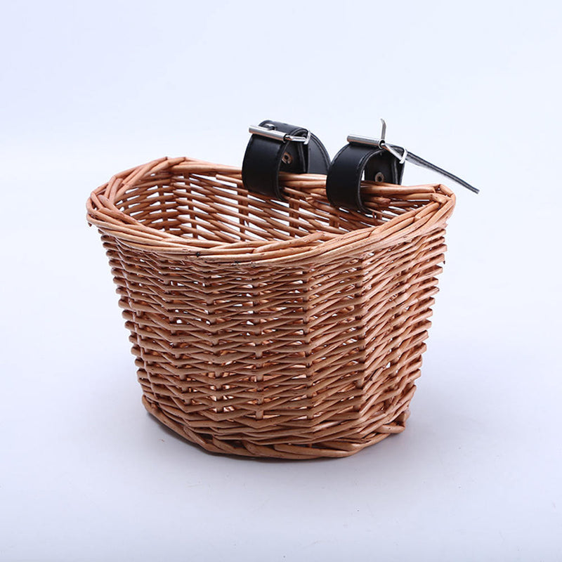 1*Bicycle Bike Front Handlebar Round Brown Wicker Cycle Shopping Basket (XS) New