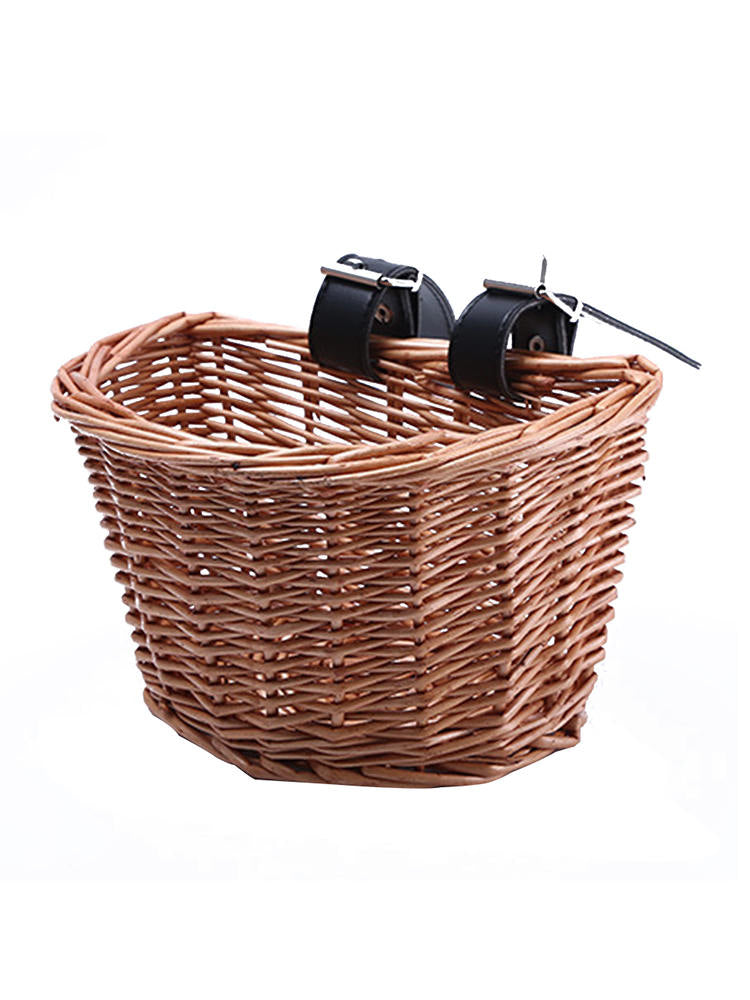 1*Bicycle Bike Front Handlebar Round Brown Wicker Cycle Shopping Basket (XS) New