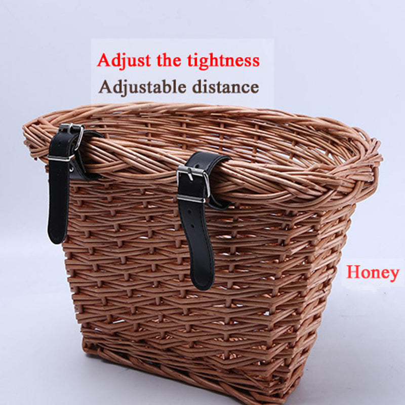 1*Bicycle Bike Front Handlebar Round Brown Wicker Cycle Shopping Basket (XS) New