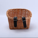 Handmade Wicker Bicycle Front Basket with Leather Straps Rattan Handlebar Bag