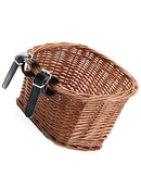 Handmade Wicker Bicycle Front Basket with Leather Straps Rattan Handlebar Bag