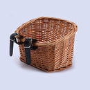 Handmade Wicker Bicycle Front Basket with Leather Straps Rattan Handlebar Bag