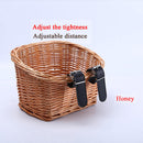 Handmade Wicker Bicycle Front Basket with Leather Straps Rattan Handlebar Bag